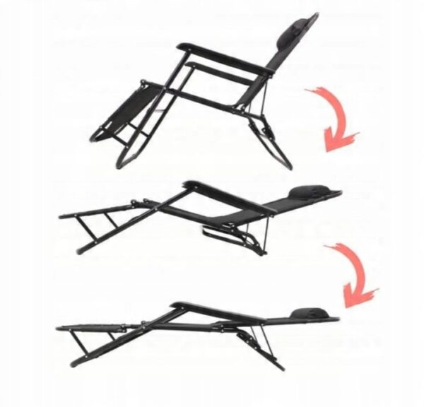 Skládací zahradní lehátko s opěrkou, černé | Garden Line - Image 2