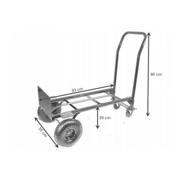 Univerzální přepravní vozík 2v1, 150kg, černý | Garden Line - Image 5