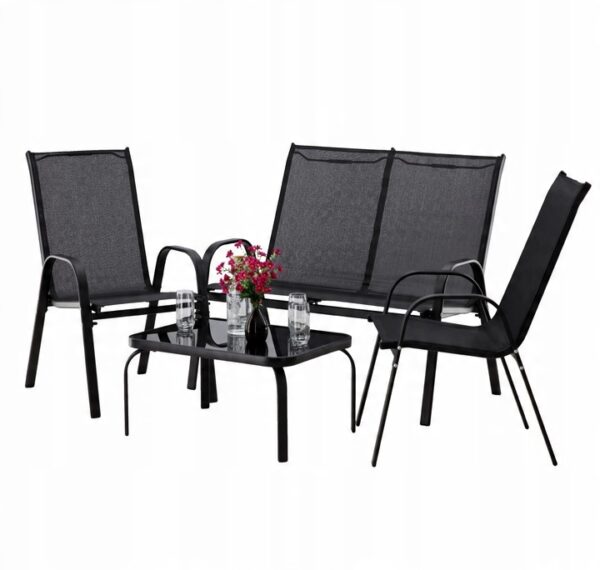 Zahradní sestava, černá, 2 židle, pohovka, stůl | Garden Line - Image 2