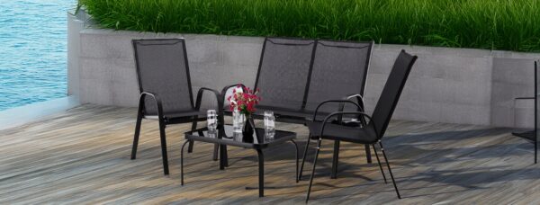 Zahradní sestava, černá, 2 židle, pohovka, stůl | Garden Line - Image 9