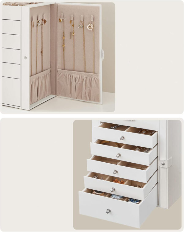 Šperkovnice, 6 úrovní, bílá | Songmics - Image 7