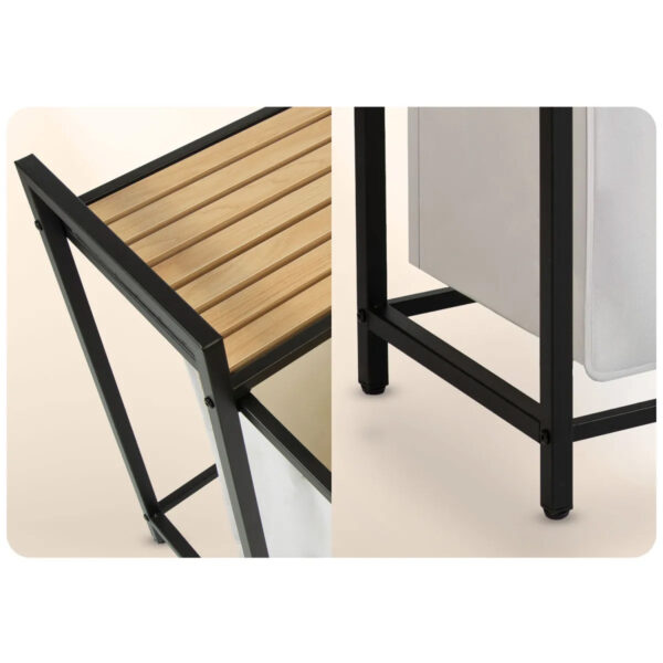 Tříkomorový prádelní koš s rámem, 120L, bílý | Massido - Image 5