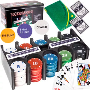 Pokerová sada TEXAS | 200 žetonů je kompletní sada s 200 žetony, kartami a praktickou krabičkou, ideální na domácí turnaje i večery s přáteli.