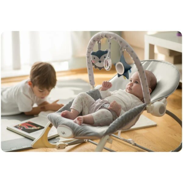 Dětské houpací vibrační lehátko, šedé | Ricokids - Image 13