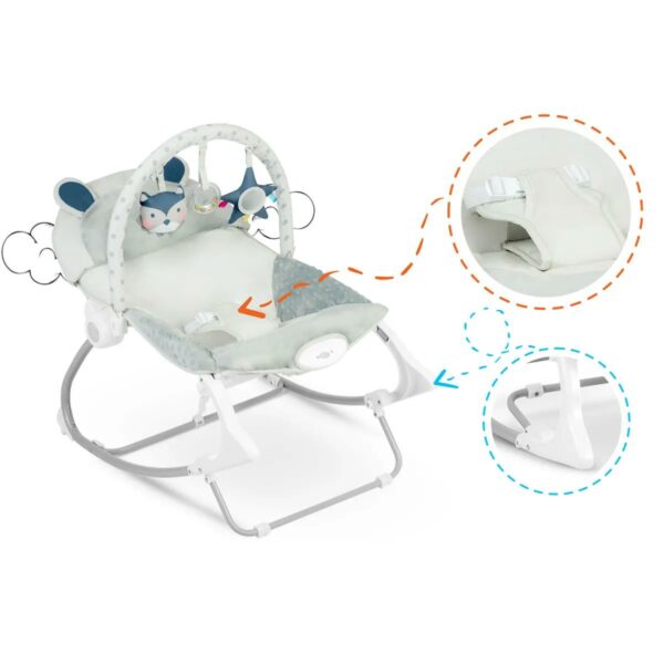 Dětské houpací vibrační lehátko, šedé | Ricokids - Image 4