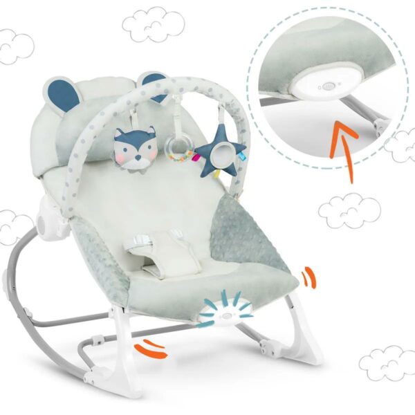 Dětské houpací vibrační lehátko, šedé | Ricokids - Image 5