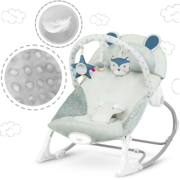 Dětské houpací vibrační lehátko, šedé | Ricokids - Image 6