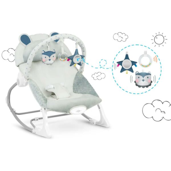 Dětské houpací vibrační lehátko, šedé | Ricokids - Image 8