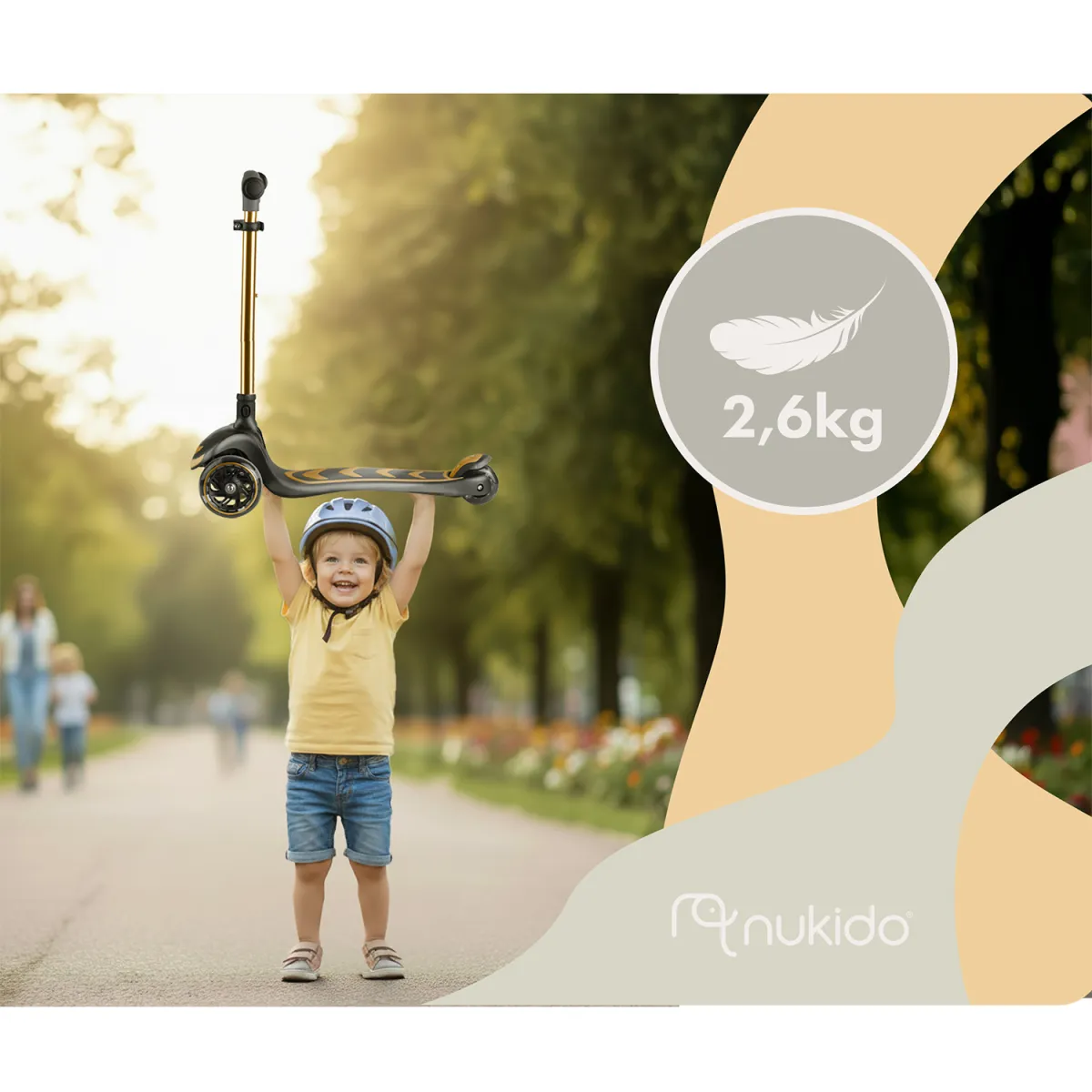 Tříkolová koloběžka, zlatá | Nukido Flippo - Image 11