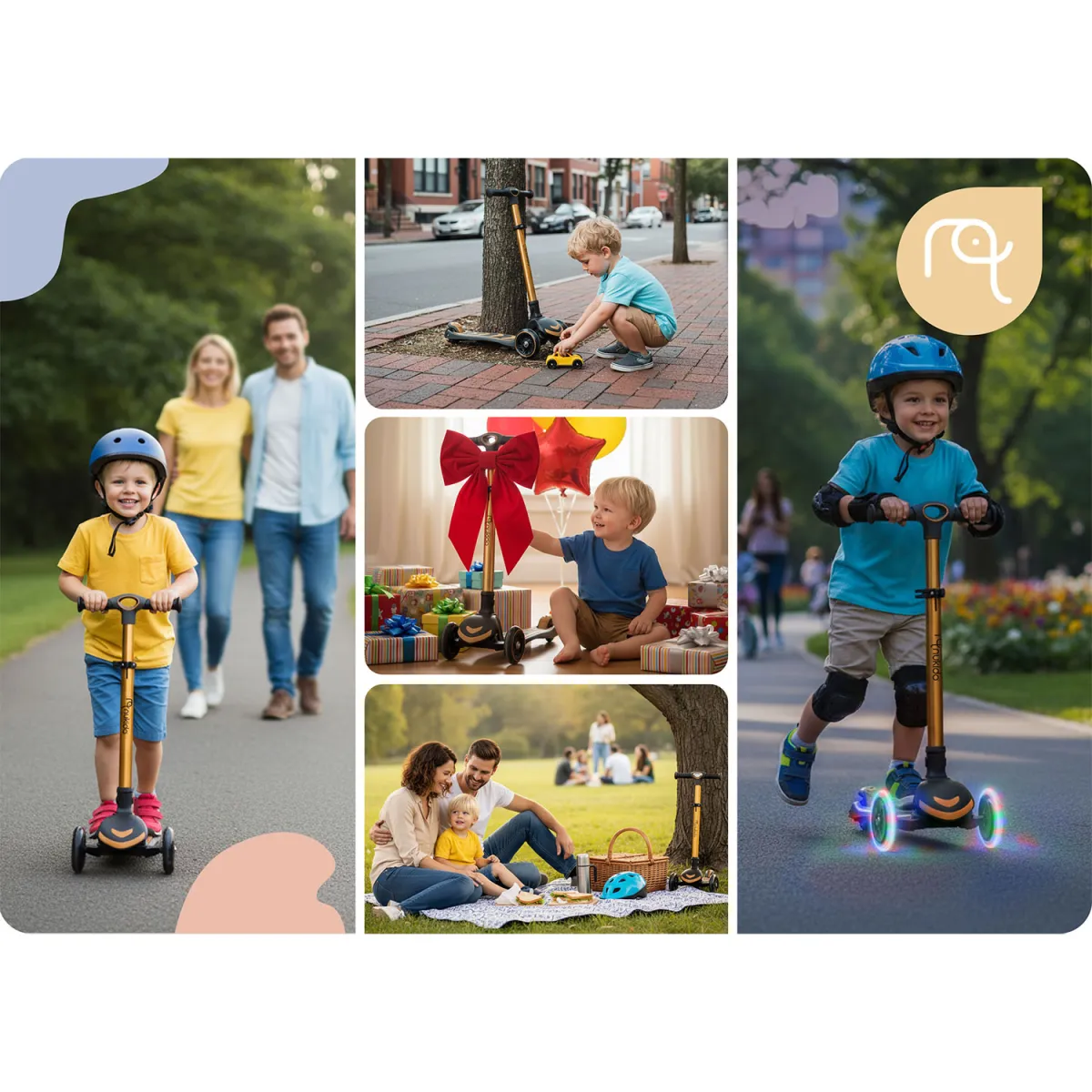 Tříkolová koloběžka, zlatá | Nukido Flippo - Image 14