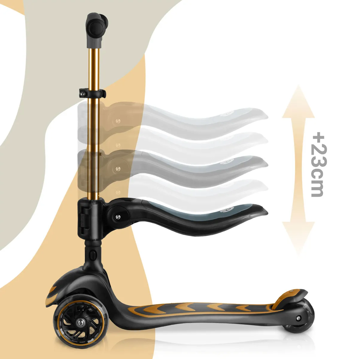 Tříkolová koloběžka, zlatá | Nukido Flippo - Image 3