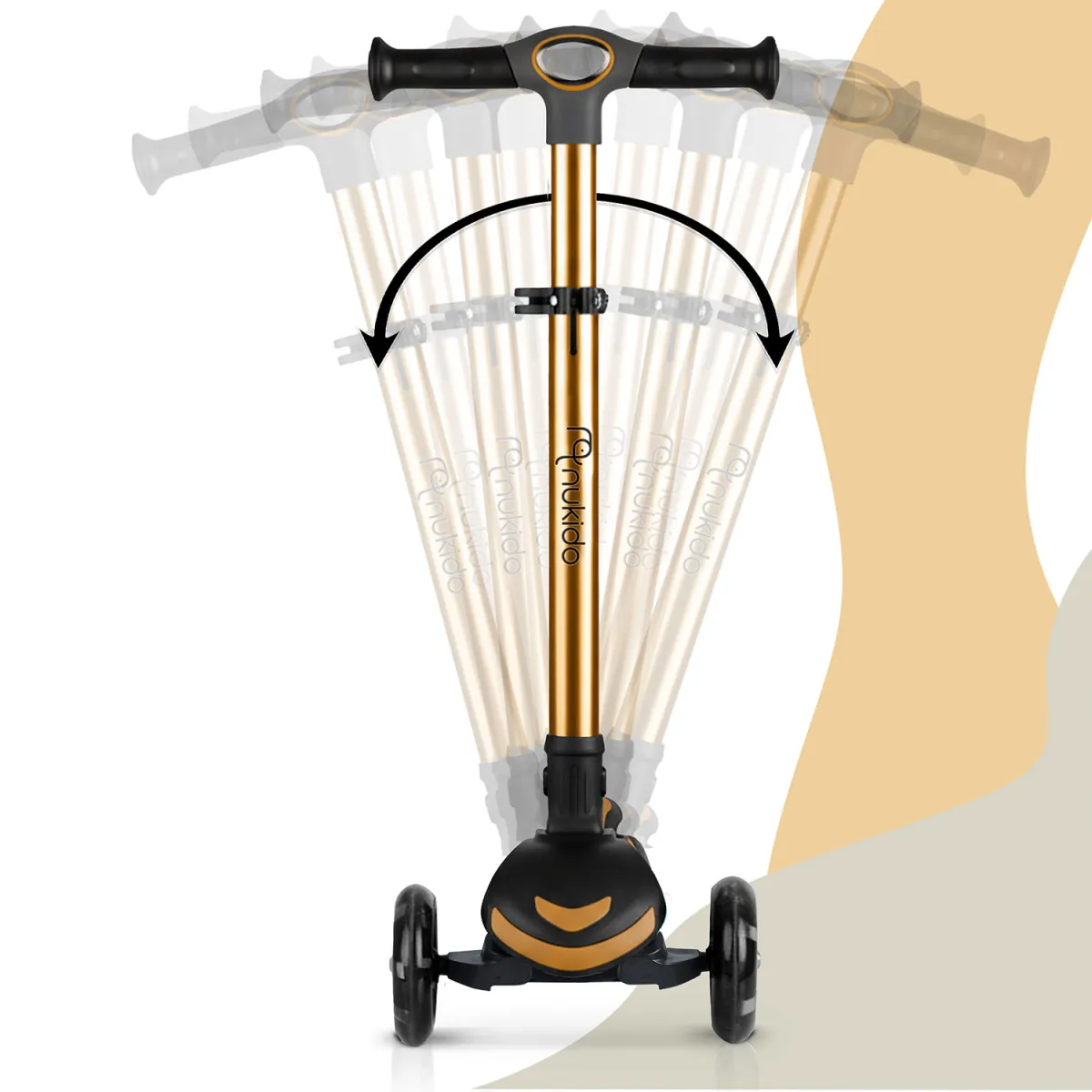 Tříkolová koloběžka, zlatá | Nukido Flippo - Image 4