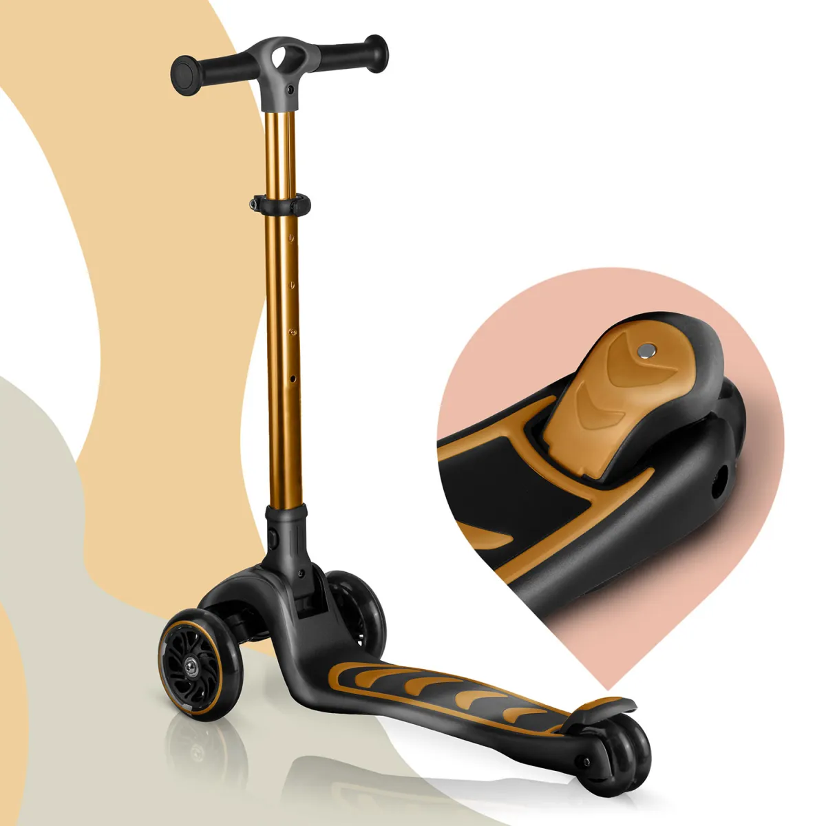 Tříkolová koloběžka, zlatá | Nukido Flippo - Image 5