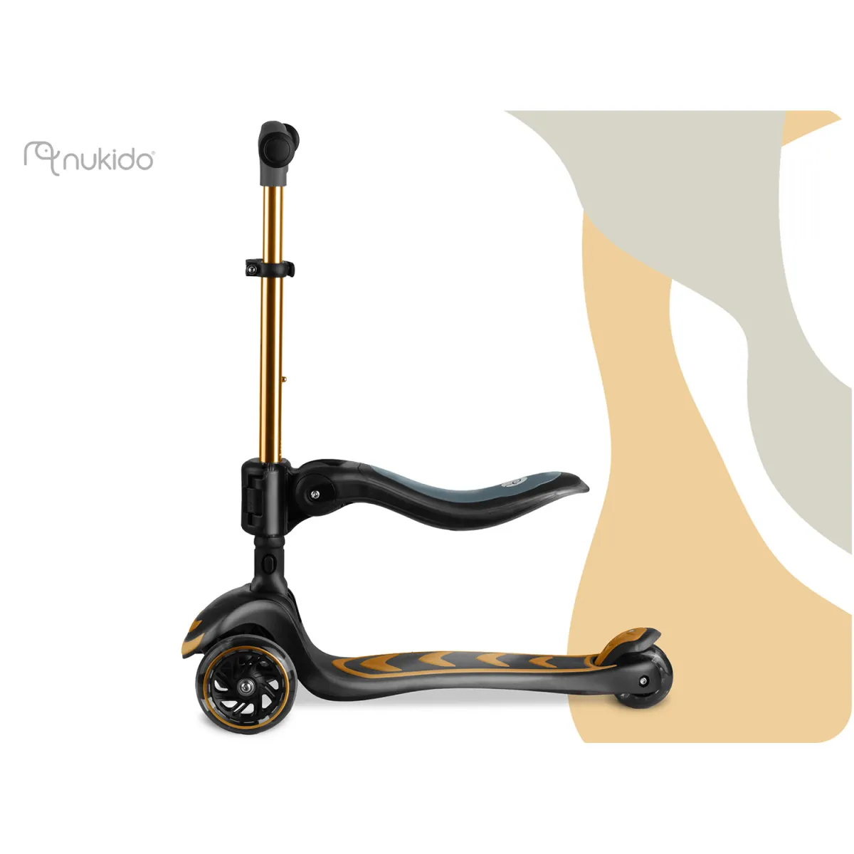 Tříkolová koloběžka, zlatá | Nukido Flippo - Image 8