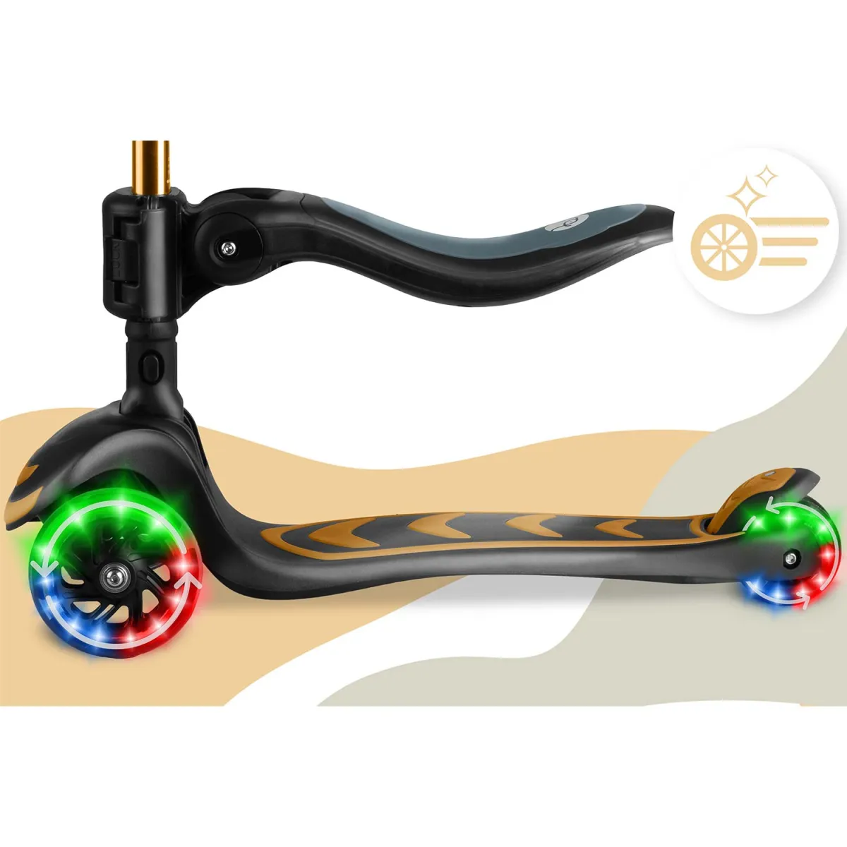 Tříkolová koloběžka, zlatá | Nukido Flippo - Image 9