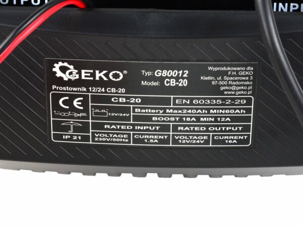 Nabíječka autobaterií, 12/24V, CB-20 | GEKO - Image 5