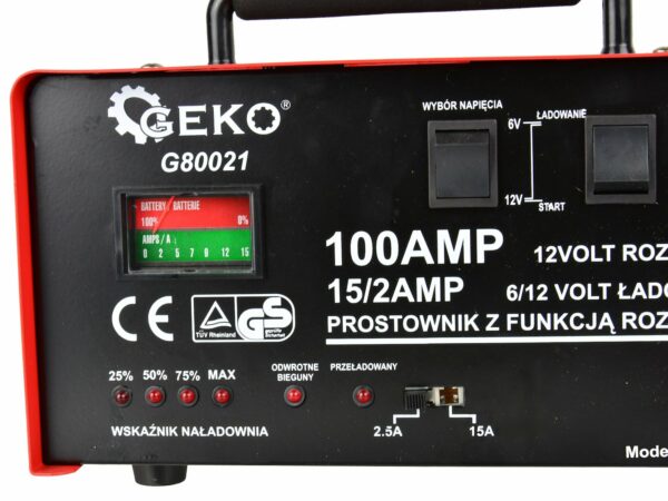 Autonabíječka se startérem, 100A, 6/12V | GEKO - Image 5