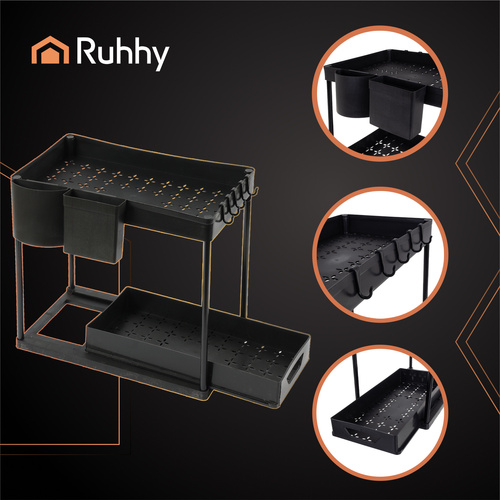 Organizér po dřez, černý | Ruhhy - Image 3
