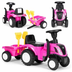 Dětské odrážedlo, traktor, růžové | New Holland