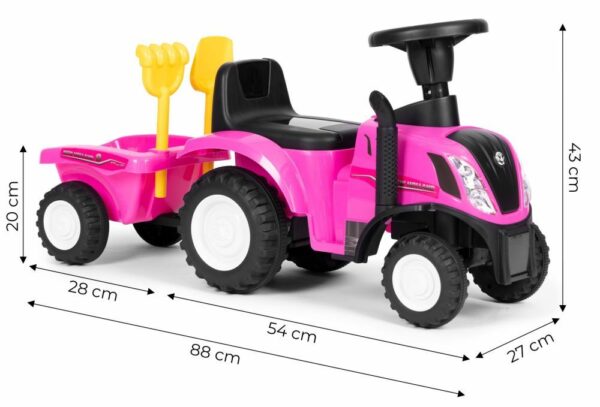 Dětské odrážedlo, traktor, růžové | New Holland - Image 2