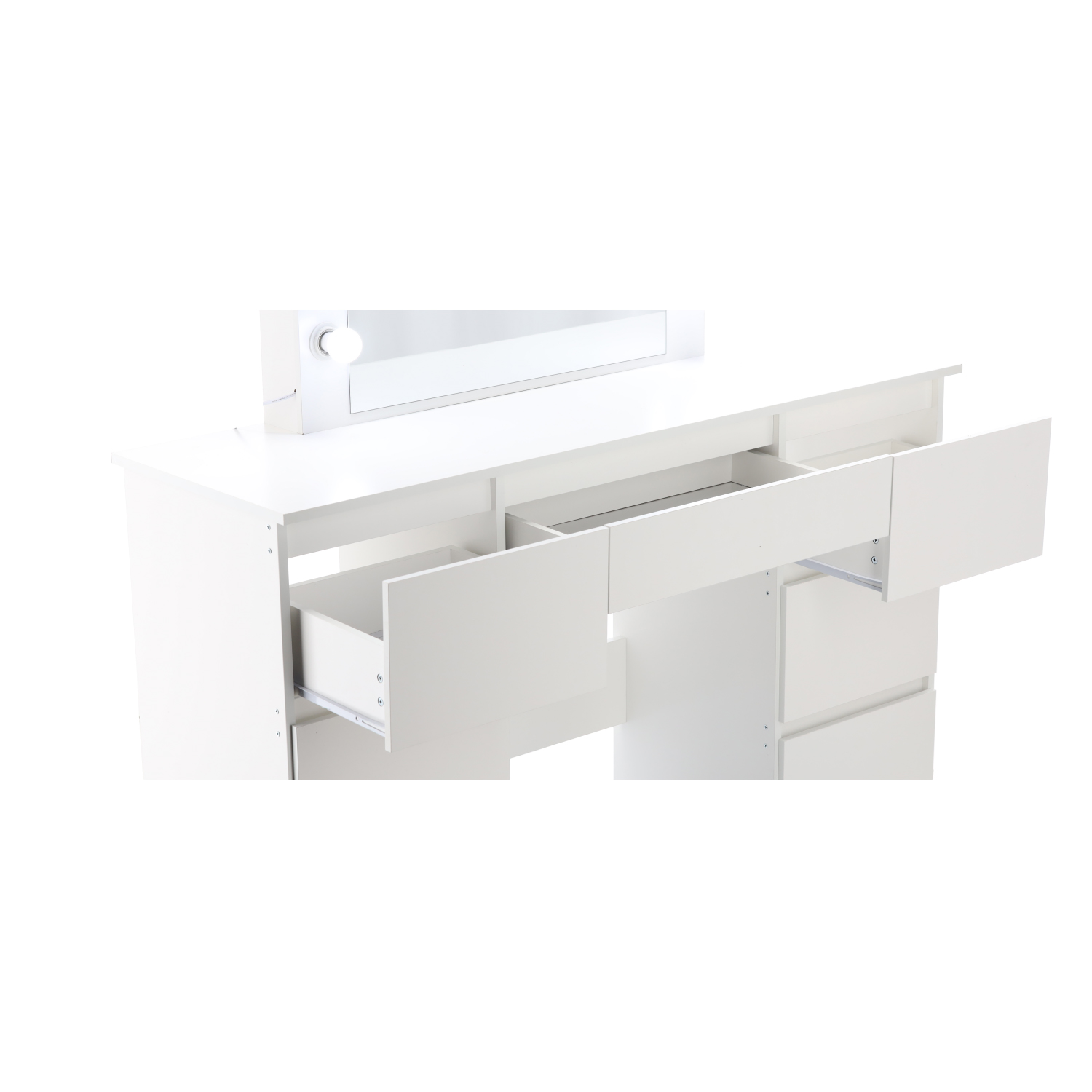 Toaletní stolek s LED osvětlením, 7 zásuvek | bílý - Image 2