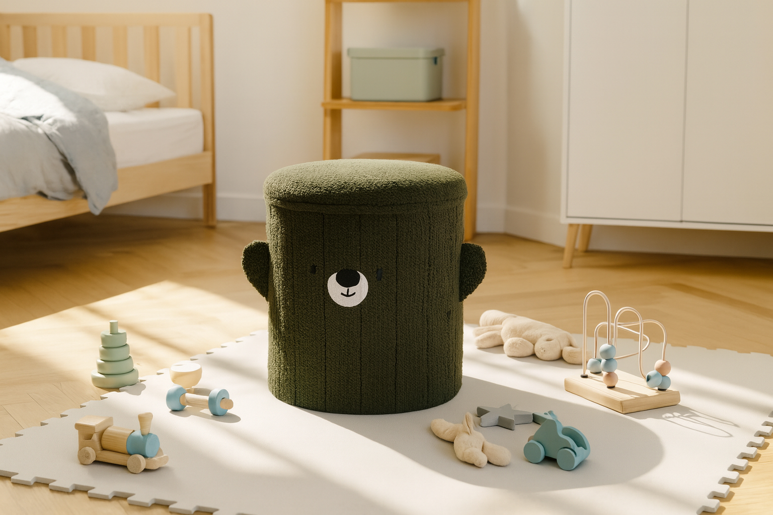 Dětská taburetka s úložným prostorem, 28x28x34cm | zelená - Image 10