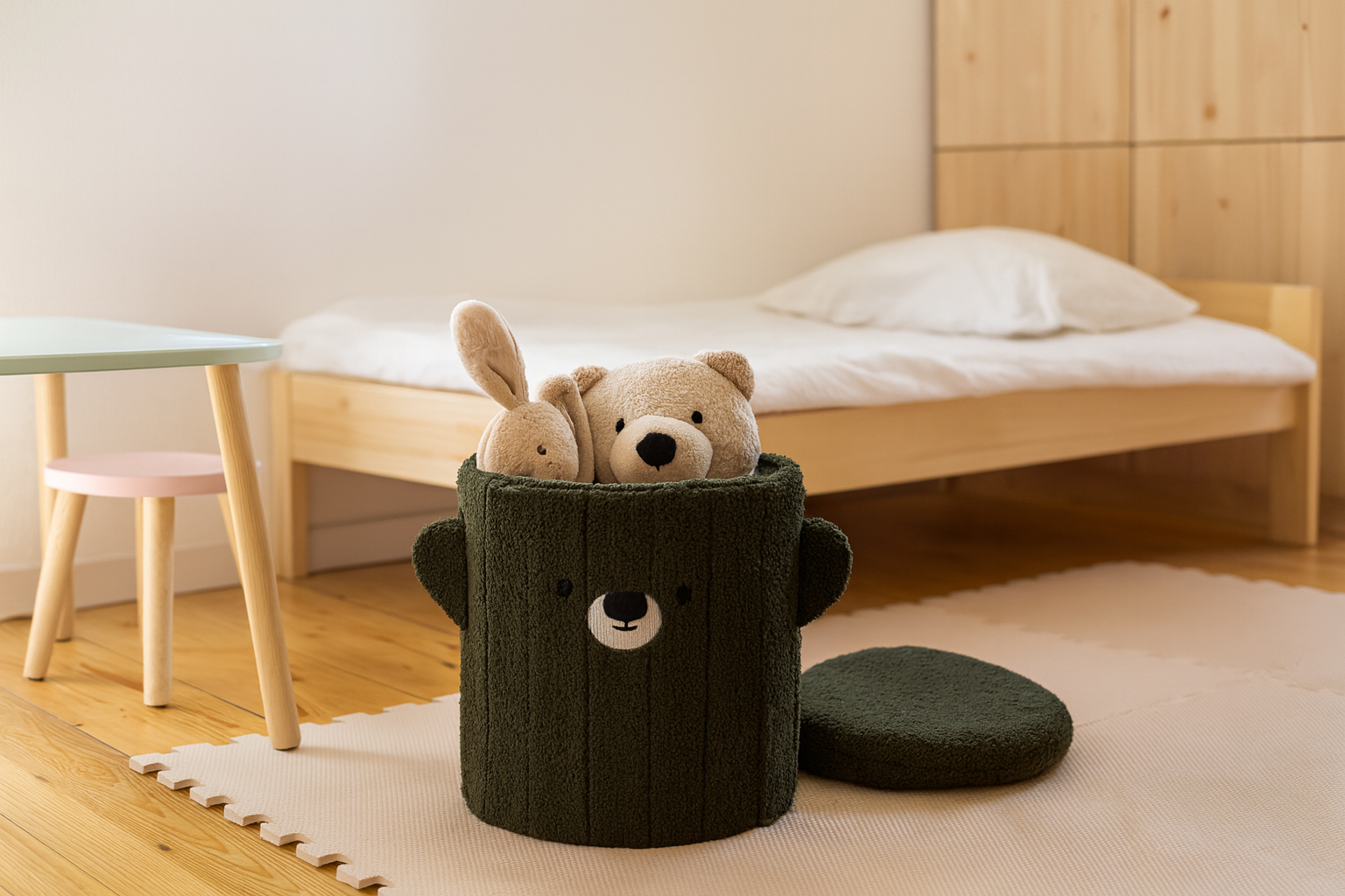 Dětská taburetka s úložným prostorem, 28x28x34cm | zelená - Image 11