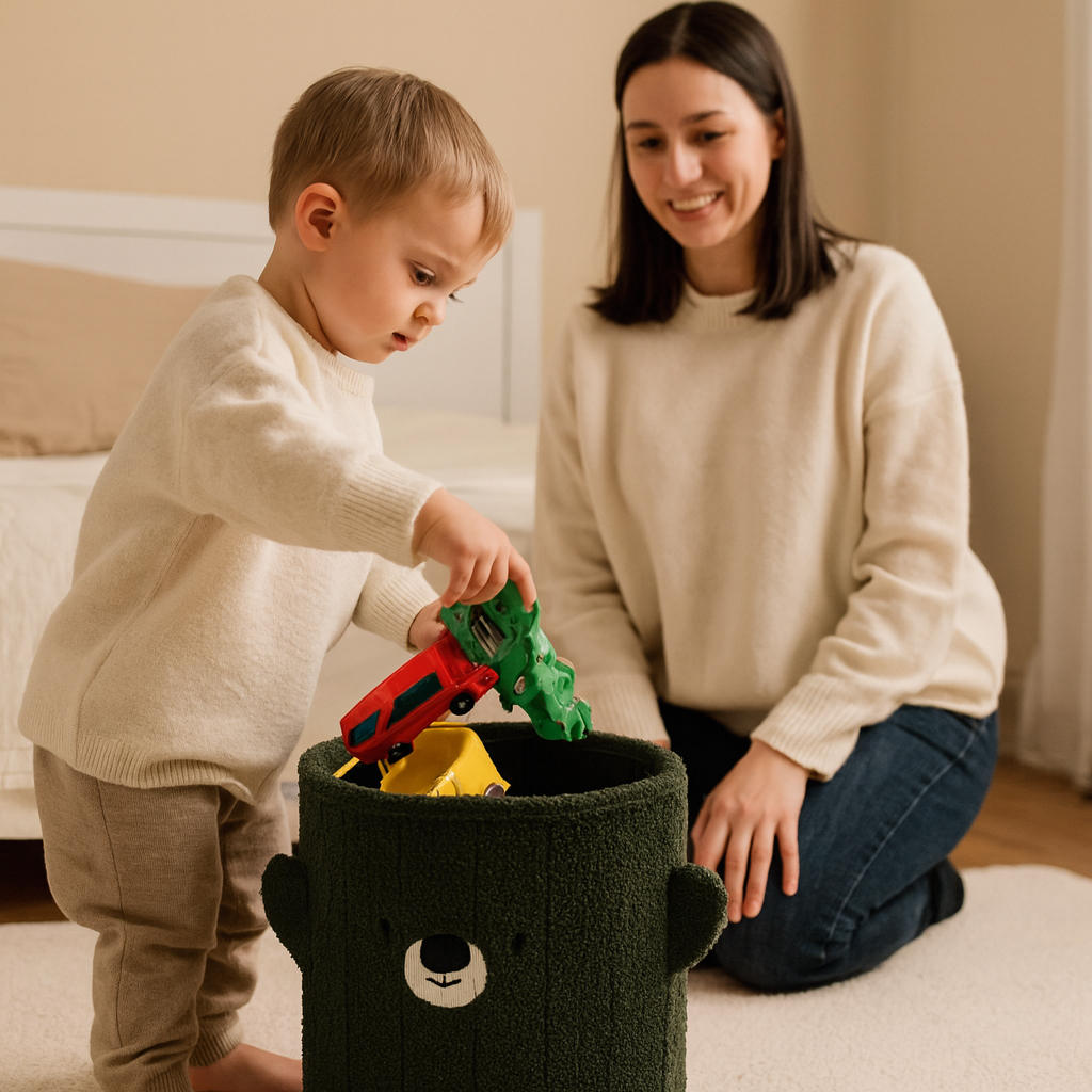 Dětská taburetka s úložným prostorem, 28x28x34cm | zelená - Image 12