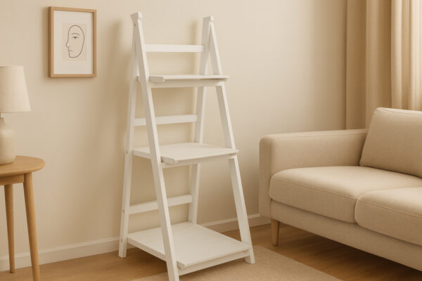 Dřevěný regál se 3 policemi, 42x39x109cm | bílý - Image 5