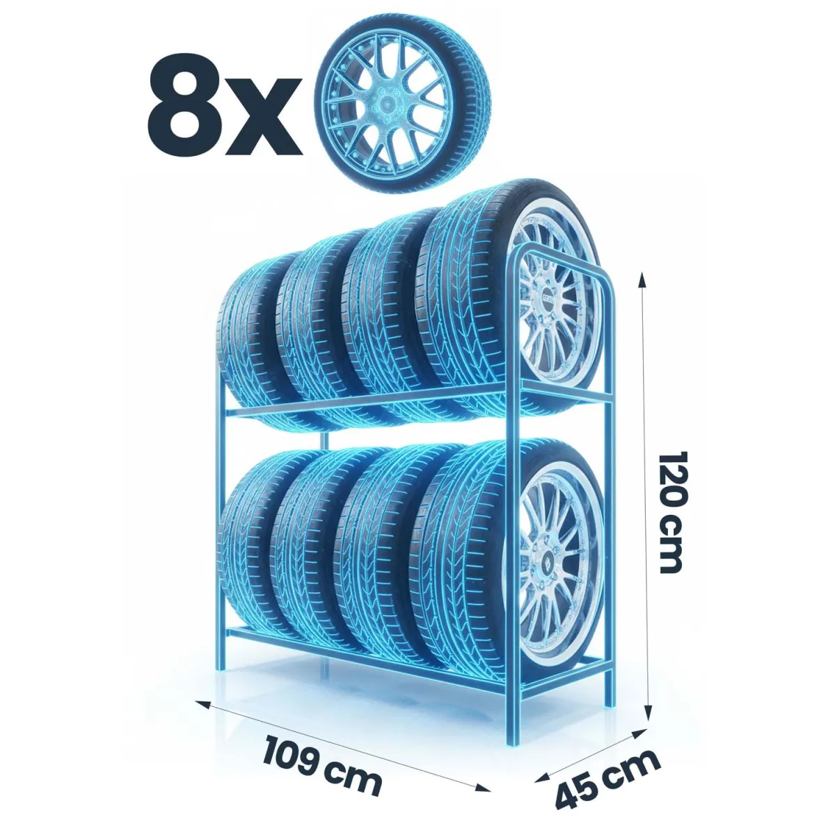 Stojan na pneumatiky HM-386, 8 míst | Humberg - Image 3